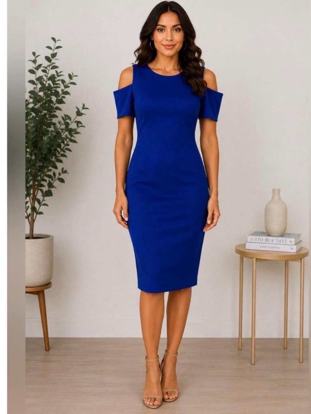 royal blue dress calvin klein Cold-Shoulder Bodycon Midi blue sheath dress Oberbekleidung black mini dress with Materials:Hair-On-Hide; Suede